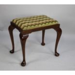 A Mid 20th Century Walnut Framed Dressing Table Stool with Upholstered Pad Seat and Cabriole