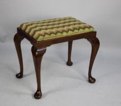 A Mid 20th Century Walnut Framed Dressing Table Stool with Upholstered Pad Seat and Cabriole