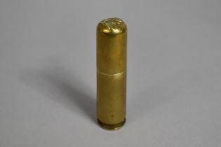 A Trench Art Brass Lighter Formed From a Cartridge from Lake City USA 1943, having Royal Artillery
