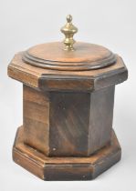 A Mid 20th Century Wooden Octagonal Ice Bucket with Metal Liner, 26cms High