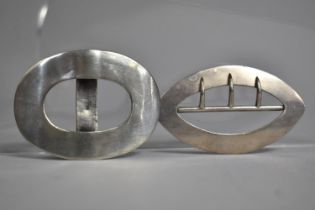 Two Silver Buckles, The One Hallmarked T.W, Chester 1890 and the Other Unmarked but Tests for Silver