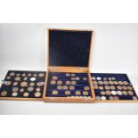 An Edwardian Mahogany Coin or Medal Box Containing Two Removable Trays of Sporting Medallions and