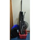 A Large Collection of Various Angling Equipment to include Landing Net, Tripod Stands, Parasol Etc