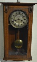 An Early 20th Century Oak Framed Wall Clock, 30x57.5cms High