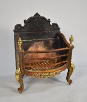 A Brass Mounted Cast Iron Fire Basket, 44cms Wide and 62cms High