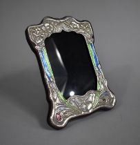 A Reproduction Art Nouveau Silver and Enamelled Photo Frame, 21.5cm high