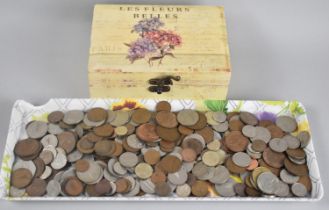 A Modern Decorated Box Containing British and Foreign Coinage