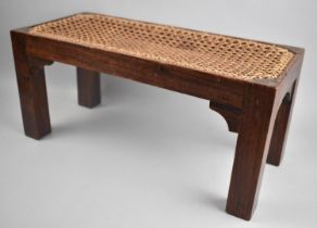 A Small Rectangular Rosewood Framed Stool with Caned Top, 45.5cms Wide
