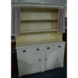 A White Painted Kitchen Dresser, Base with Two Drawers over Shelved Cupboard, Raised Two Shelf