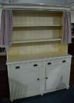 A White Painted Kitchen Dresser, Base with Two Drawers over Shelved Cupboard, Raised Two Shelf