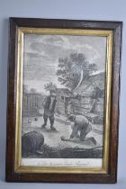 A Framed French 19th Century Engraving, "Le Jeu Du Courte-Boule Flamand", After the Painting by