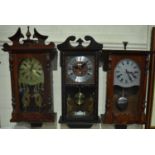 Three 20th Century Mahogany Framed Wall Clocks to include Maxim 31 Day and Talisman 8 Day