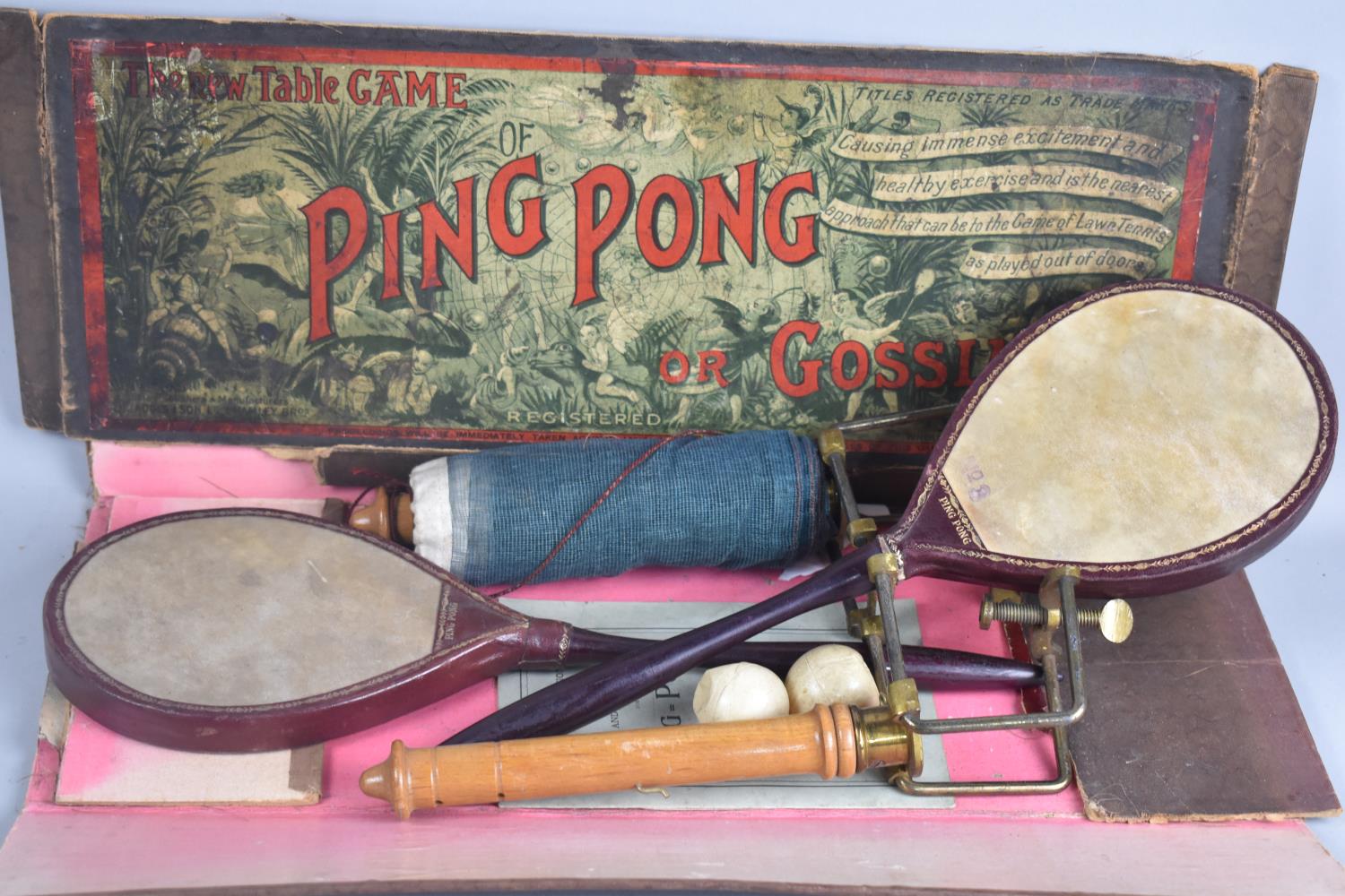 A Vintage Boxed Table Game of Ping Pong or Gossima, Box AF