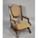 A Victorian Style Upholstered Ladies Nursing Rocking Armchair