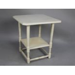 An Edwardian White Painted Two Tier Table/Stand, 46cms Square