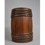 A Mid 20th Century Cylindrical Stick Stand in Wood and Stripped Bark, 23cms Diameter and 33cms High