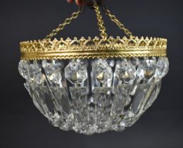 A Md 20th Century Gilt Brass and Glass Circular Ceiling Light Shade, 25cms Diameter