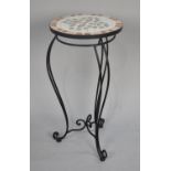 A Modern Metal Framed Tripod Plant Stand with Mosaic Top, 30cms Diameter and 61cms High