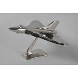 A Mid/Late 20th Century Chromed Desk Top Study of a Vulcan Bomber, 22cms Wingspan