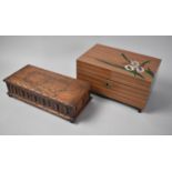 A Modern Musical Jewellery Box, (Condition issues) together with an Earlier Oak Example in the