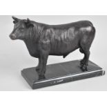 A Patinated Bronze Study of a Continental Bull, Probably Charolais, on Marble Plinth Base, 26cms