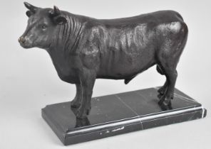 A Patinated Bronze Study of a Continental Bull, Probably Charolais, on Marble Plinth Base, 26cms