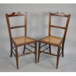 A Pair of Edwardian Cane Seated Bedroom Chairs