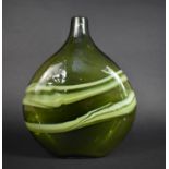 A Hand Blown Studio Green Glass Vase with Swirled Design, 34cm high