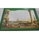 A Late 20th Century Mirror with Venetian Veduta Depicting St.Mark's Square, 64x49cms Overall