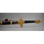 A Modern Reproduction Oriental Sword with Gilt Decoration to Handle and Scabbard, 100cms Long