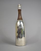 An Unusual Silver Plate and Wooden Novelty Cocktail Shaker in the Form of a Bottle Champagne,