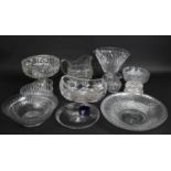 A Collection of Various 19th and 20th Century Cut and Moulded Glass to include Vases, Large Bowl,