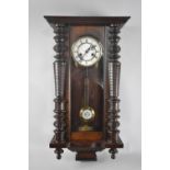 An Edwardian Vienna Style Wall Clock with Half Pilaster Decoration, White Enamelled Dial Marked