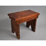 A Stained Pine Rustic Rectangular Topped Stool, 40cms by 23cms by 32cms High