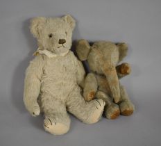 A Vintage Plush Teddy Bear and an Elephant Soft Toy