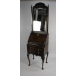 An Unusual Edwardian Fall Front Ladies Bureau with Serpentine Front Having two Drawers, Fitted Top