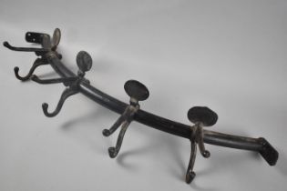 A Wall Mounting Demi-lune Iron Coat Rack with Four Hat and Coat Hooks, 74cs Wide