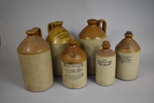 A Collection of Vintage Glazed Stoneware Brewers Bottles to include Joseph Lancaster Botanical