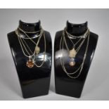 A Collection of Silver Jewellery Pendant and Chains to Include Easel, Amber Flower, Commemorative