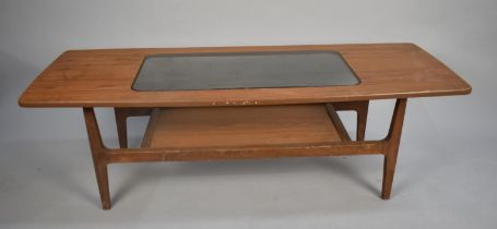 A 1970s Glass Top Teak Effect Coffee Table of Rectangular Form, 134cms Wide