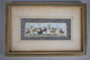 A Small Framed North Indian/Painting depicting Tiger Hunt, 11cms by 4cms