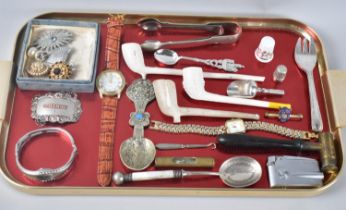 A Collection of Various Sundries to include Costume Jewellery, Wrist Watches, Clay pipes, Various