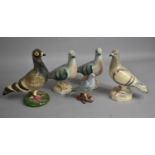 A Collection of Various Glazed Pigeon Ornaments.