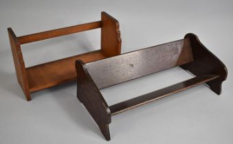 Two Mid 20th Century Wooden Book Troughs, Largest 46cms Wide
