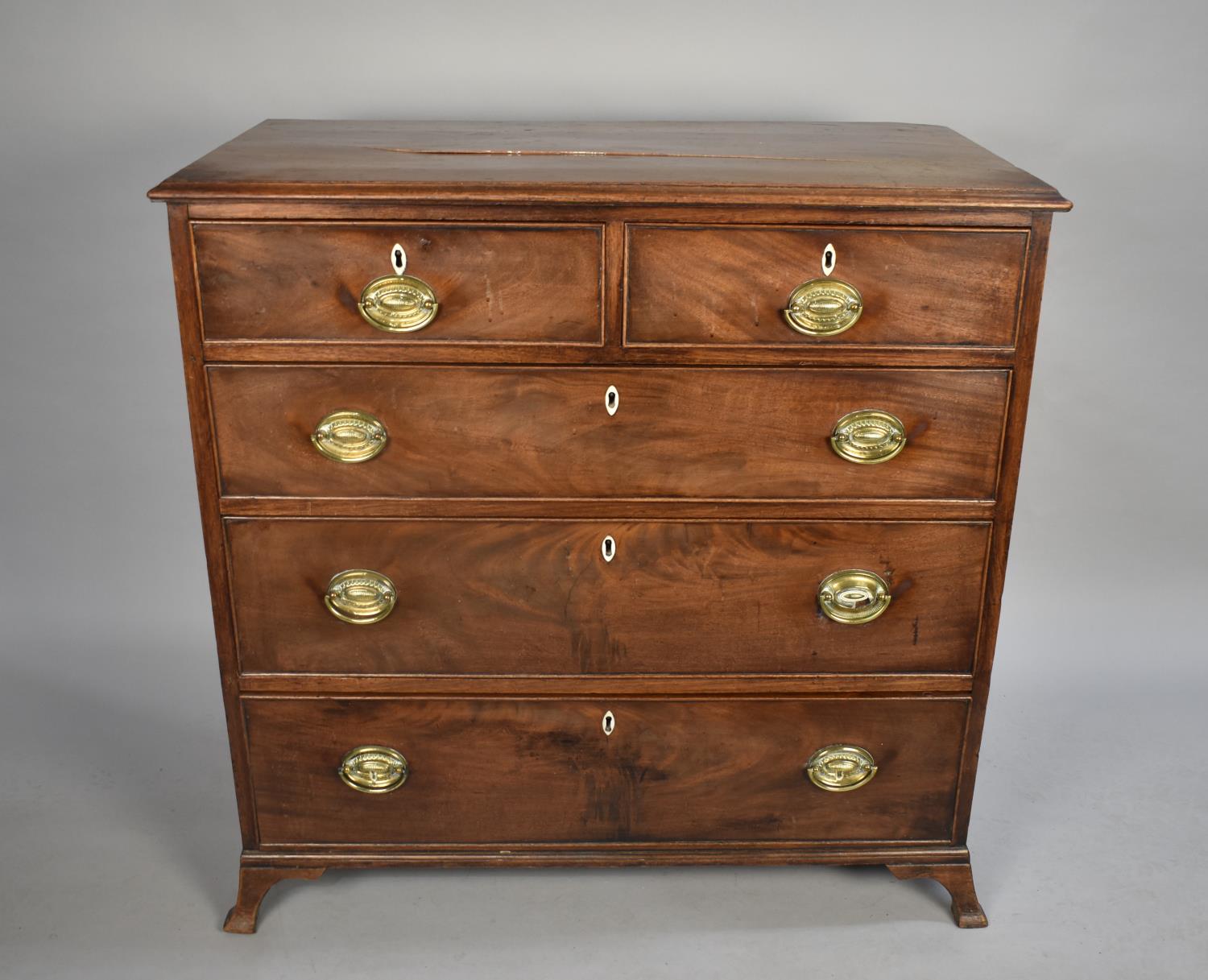 A 19th Century Mahogany Chest of Two Short and Three Graduated Long Drawers, Brass Drop Handles