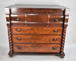 A Victorian Flame Mahogany Scottish Chest Having Three Deep Drawers Over Three Long Drawers,