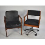 A 1970s Swivel Office Armchair and a Reception Chair