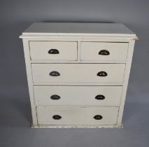 A White Painted Pine Chest of Two Short and Three Long Drawers, 90cms Wide