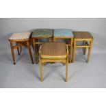 A Collection of Five Various Mid 20th Century Stools
