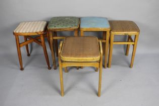 A Collection of Five Various Mid 20th Century Stools